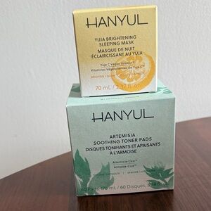 Hanyul Yuja Brightening Sleeping Mask and Artemisia Soothing Toner Pads - new!